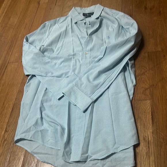 Ralph Lauren Men’s Blue and White Checkered Dress Shirt Size 16.5 - Picture 1 of 3